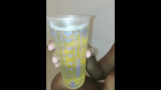 Stepdaughter drinking a big glass of piss
