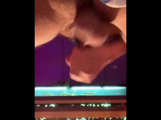 Super hot male masturbation- bottom view!-with dripping cum