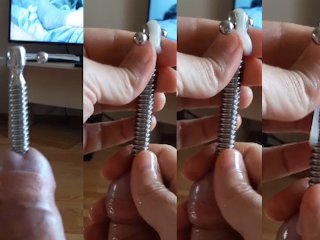 vertical video, peehole, penis plug, peehole insertion