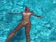 Preview 6 of swimming naked in the pool showing boobs and ass