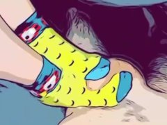 Sockjob Tease Under The Covers (Comic Book Filter)