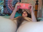 Preview 6 of Slutty Hairy Onlyfans Camgirl PinkMoonLust Plays Nintendo Phat Pussy Bush Pubic Hair All Natural