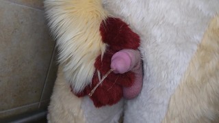 Pissing and cumming for you in fursuit