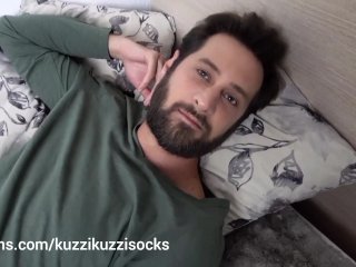 Roommate Films Straight Boy With Smelly Orange Socks Playing With Huge Cock