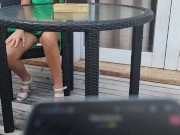 Preview 4 of Remote Vibrators Inside Hot Girl in Public caffe Squirt control by waiter