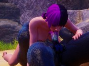 Preview 6 of Japanese teen gives blowjob to furry godzilla (wild life game)