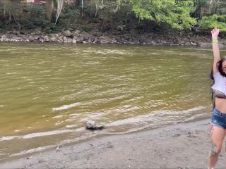 blowjob in the middle of the forest , public nudity and hot cum in mouth