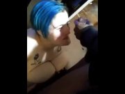 Preview 4 of blue hair girl gets bbc facial