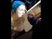 Preview 6 of blue hair girl gets bbc facial