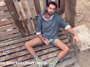 Preview 3 of Outdoor straight Boy Play With Cock And Cum Huge Load On His Socks