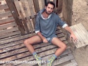 Preview 5 of Outdoor straight Boy Play With Cock And Cum Huge Load On His Socks