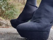 Preview 4 of 野外女装ヒールでぬいぐるみを踏み潰すクラッシュフェチ japanese crossdress crush fetish leg heels public