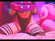 Preview 1 of Humping pink plushie to orgasm with my jersey gift from pornhub pillow ride with thigh high socks