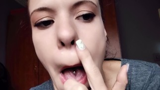 Picking my fat nose and blowing out my snot | Close up nose fetish