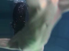 Lesbians and solo girls make out underwater