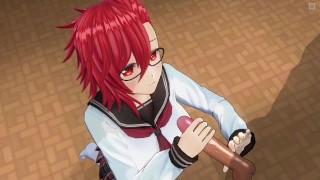 3D HENTAI Schoolgirl with red hair jerks off your cock