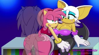 Rouge The Bat Stands By While Amy Rose Is Plowed