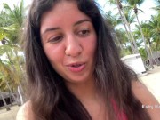 Preview 3 of Crazy girl pissing on a public beach right in her panties Wetted her panties and went to sunbathe
