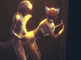 Furry Yaoi - Fox gives a dog boy a handjob then fucks him against the wall in an alley