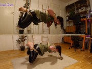 Preview 2 of Shibari & Petplay fun! Part 2; Girl in suspension w crotch rope is gagged & pleasing her master!