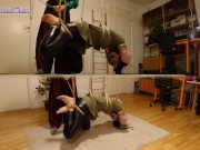 Preview 3 of Shibari & Petplay fun! Part 2; Girl in suspension w crotch rope is gagged & pleasing her master!