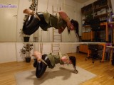 Shibari & Petplay fun! Part 2; Girl in suspension w crotch rope is gagged & pleasing her master!