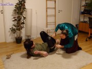 Preview 5 of Shibari & Petplay fun! Part 1 - Girl is tied up; humiliation play & suspended w crotch rope & clamps