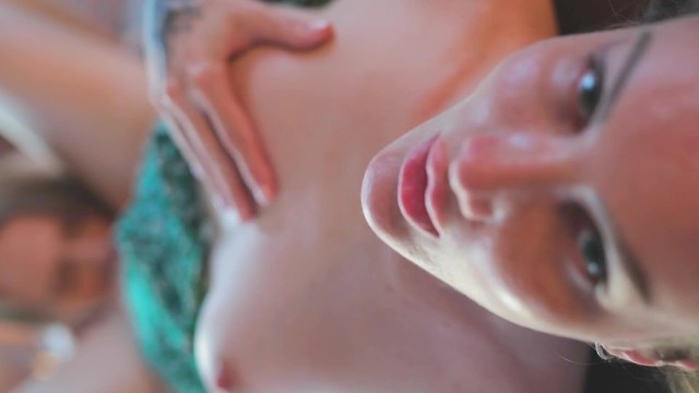 HOT big boobs Lesbian girlfriend plump pussy licking, real LOUD orgasm, Cunnilingus, vacation Asia