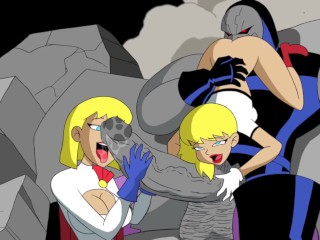 クソハード2ブロンド女性スーパーヒーロー(スーパーガールとパワーガール)