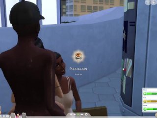 ass fuck, sims, threesome, outside