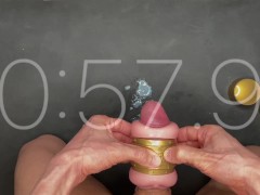 Japanese Guy cums too fast with Fleshlight Quickshot Stamina Training Unit. About 50 seconds.