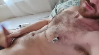 Handsome n hairy dad gtn horny  - verbal - moan - nipple play