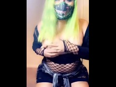 Snapchat Goth egirl playing with her tits