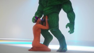 Muscular Furry alien fucked a nerd in the mouth