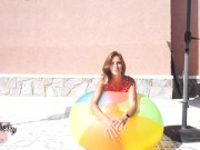 Preview 6 of I inflate a giant beach ball and play with it - Claary Cherry
