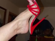 Preview 1 of Real Granny Gives FootJob Show JOI With Mules Feet & Lots Of Cum