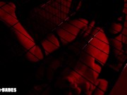 Preview 4 of Fucking my Leashed submissive In a Cage: Rough Strapon Fuck and Pussy Licking. Real Lesbian Amateur