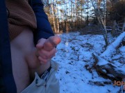 Preview 3 of Massive cum load in the cold air! My dick don't mind some winter lol.