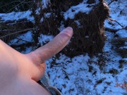 Preview 5 of Massive cum load in the cold air! My dick don't mind some winter lol.