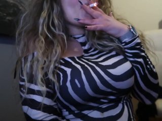 THICK BLONDE GIRL LOOK INTO YOUR_EYES and SMOKE_A CIGARRETE FOR_YOU!