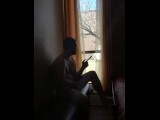 Caught naked and jerking in the window