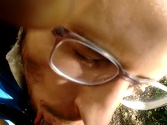 Sucking daddys cock in the woods