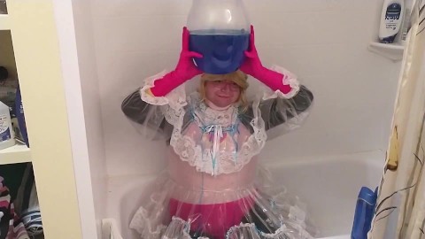 Roll Exe Cosplay Clear Plastic PVC Dress Sissy Blue Slime Wam messy preview