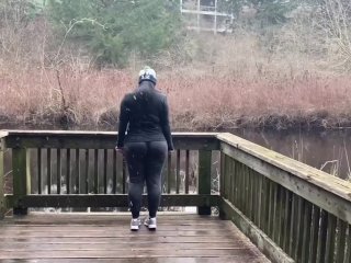 pawg milf, outdoor, wedgie, outside