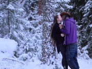 Preview 1 of Sex in the winter forest while the snow is falling - RosenlundX - 4K