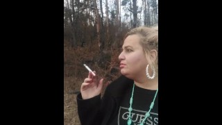 smoking in the forest