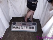 Preview 1 of Synth keyboard crushed under her sexy heels