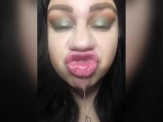 solo female, juicy lips, upper lip sniffing, mouth fetish