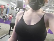 Preview 1 of Teen flashes in public gym to get guy's attention