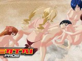 Hentai Pros - Blue Haired Babe Lies On The Warm Sand & Gets Fucked As Her Big Boobs Bounce